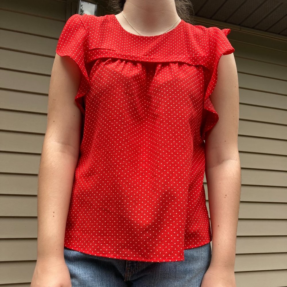 Strawberry Red Flowy Blouse Size Medium